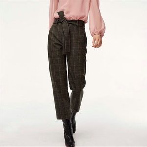Aritizia Wilfred High Rise Tie Front Plaid Pants Trousers